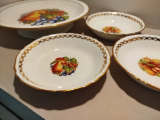 Compotier y 8 Cuencos de Postre Limoges Porcelana