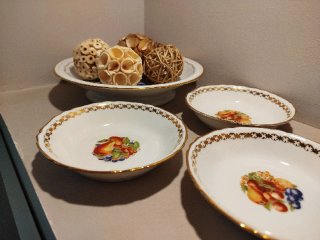 Compotier y 8 Cuencos de Postre Limoges Porcelana
