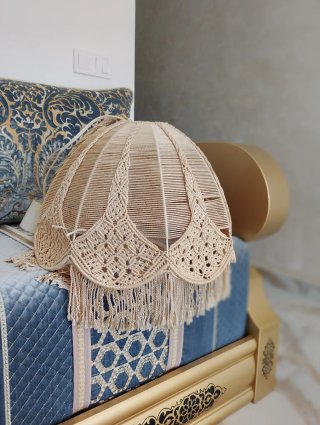 Pantalla de lámpara macramé beige