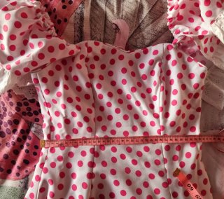 Vestido Flamenca Lunares Rosa y Blanco