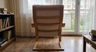Sillón Ikea moderno tela y madera