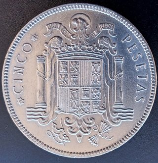 5 Pesetas 1949 (19 - 51) ¡SC! ¡Moneda Troquelada!