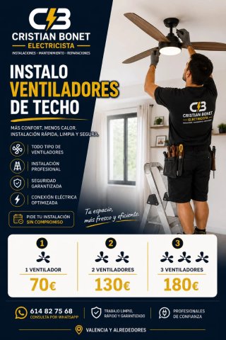 Instalación de ventiladores de techo