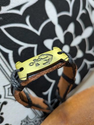 PULSERA CUERO ANCLA ESTILO MARINERO NUEVA