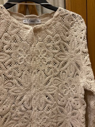 Chaqueta Mango Beige Crochet