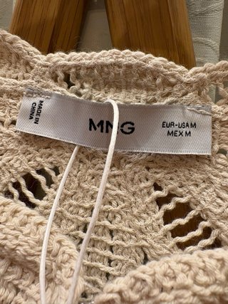 Chaqueta Mango Beige Crochet