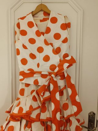Traje Flamenca Artesano Lunares Naranja T.36