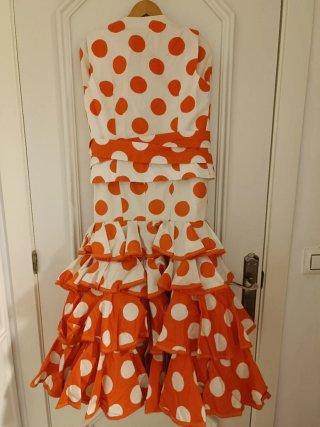 Traje Flamenca Artesano Lunares Naranja T.36