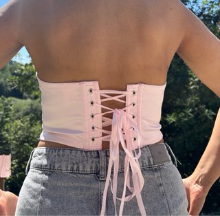 Top Corsé Halter Rosa Talla Única