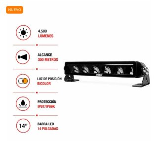 Barra LED Fargo 14 4500 Lúmenes Alcance 300m