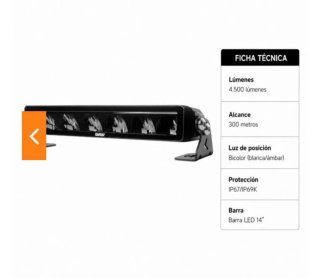 Barra LED Fargo 14 4500 Lúmenes Alcance 300m