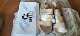 Sandalias Bell Beige/Oro Talla 41 Nuevas