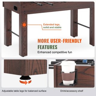 Mesa de Futbolín, Mesa de Futbolín de Tamaño Estándar de 55 Pulgadas, Mesa de Futbolín de Tamaño Completo para el Hogar, la Familia y la Sala de Juegos, Fútbol con Juego de Mesa de Futbolín, Inclu...