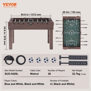 Mesa de Futbolín, Mesa de Futbolín de Tamaño Estándar de 55 Pulgadas, Mesa de Futbolín de Tamaño Completo para el Hogar, la Familia y la Sala de Juegos, Fútbol con Juego de Mesa de Futbolín, Inclu...