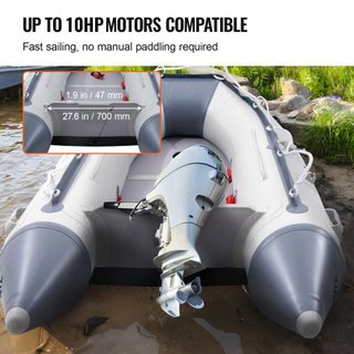 Bote Inflable, Bote Deportivo Transom para 4 Personas, con Suelo de Madera Marina y Banco de Aluminio Ajustable, Bote Inflable para Pesca de 1000 lbs, Remos de Aluminio, Bomba de Aire y Bolsa de T...