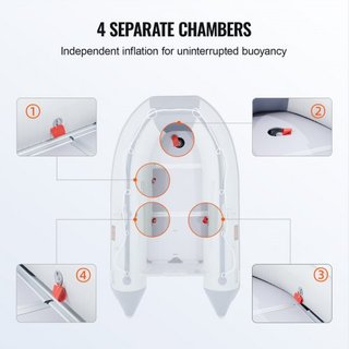 Bote Inflable, Bote Deportivo Transom para 4 Personas, con Suelo de Madera Marina y Banco de Aluminio Ajustable, Bote Inflable para Pesca de 1000 lbs, Remos de Aluminio, Bomba de Aire y Bolsa de T...