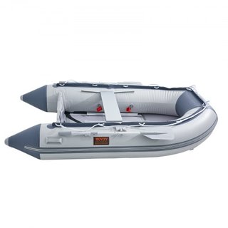 Bote Inflable, Bote Deportivo Transom para 4 Personas, con Suelo de Madera Marina y Banco de Aluminio Ajustable, Bote Inflable para Pesca de 1000 lbs, Remos de Aluminio, Bomba de Aire y Bolsa de T...