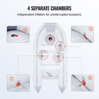 Bote Inflable, Bote Deportivo Transom para 6 Personas, con Suelo de Madera Marina y Banco de Aluminio Ajustable, Bote Inflable para Pesca de 1500 lbs, Remos de Aluminio, Bomba de Aire y Bolsa de T...
