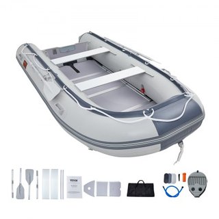 Bote Inflable, Bote Deportivo Transom para 6 Personas, con Suelo de Madera Marina y Banco de Aluminio Ajustable, Bote Inflable para Pesca de 1500 lbs, Remos de Aluminio, Bomba de Aire y Bolsa de T...