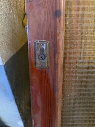 Puerta cancela madera y cristal 2 hojas