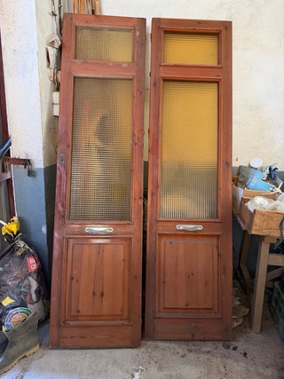 Puerta cancela madera y cristal 2 hojas