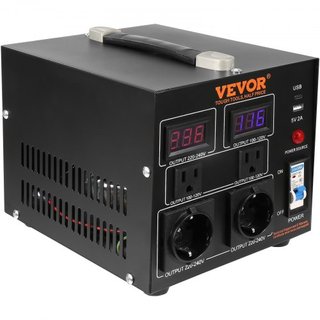 Convertidor de Voltaje Transformador, 2000VA, Transformador Pesado de Paso Arriba/Abajo, Convierte de 110 Voltios a 220 Voltios y de 220 Voltios a 110 Voltios, con Salida US Salida EU Puerto USB 5...