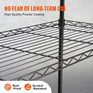 Unità di Stoccaggio su Ruote, Scaffale Regolabile a 4 Livelli, Capacità 700 lbs, Scaffali da Garage in Metallo Organizer Rack a Filo, Nero, 47.2" L x 17.7" P x 74" A per Cucina, Da...
