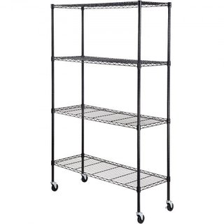 Unità di Stoccaggio su Ruote, Scaffale Regolabile a 4 Livelli, Capacità 700 lbs, Scaffali da Garage in Metallo Organizer Rack a Filo, Nero, 47.2" L x 17.7" P x 74" A per Cucina, Da...