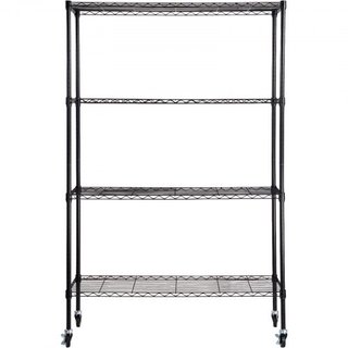 Unità di Stoccaggio su Ruote, Scaffale Regolabile a 4 Livelli, Capacità 700 lbs, Scaffali da Garage in Metallo Organizer Rack a Filo, Nero, 47.2" L x 17.7" P x 74" A per Cucina, Da...
