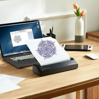 Impresora de Plantillas de Tatuajes, Impresora de Plantillas de Tatuajes Inalámbrica Bluetooth con 10 Piezas de Papel de Transferencia y Bolsa de Tela, Impresora de Tatuajes Portátil para Teléfono...