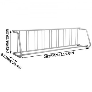 Soporte para Bicicletas de Suelo, Rack de Bicicletas de Rejilla de Acero de 9 Soportes, Soporte de Almacenamiento de Un Solo Lado de 111" de Longitud, Base Robusta y Usado para Ocasiones al Aire L...