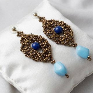 Orecchini bronzo gemme magnesite lapislazzuli boho