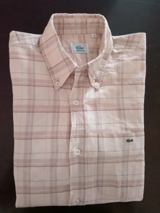 Camisa Lacoste Talla M Cuadros Beige/Marrón