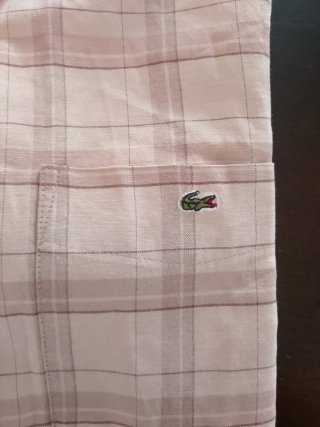 Camisa Lacoste Talla M Cuadros Beige/Marrón