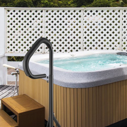 Pasamanos para Jacuzzi, Pasamanos Lateral de Spa Rotatable 360 con Altura Ajustable de 88.9-144.8 cm, Pasamanos de Aluminio a Prueba de Óxido para Escalera de Spa con Base de Montaje Deslizante pa...