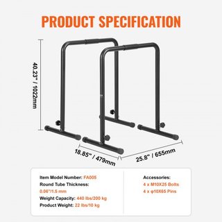 Barras de Dips, Capacidad de 440 lbs, Estación de Soporte de Dips de Alta Resistencia con Altura Ajustable, Estación de Dips para Entrenamiento de Fitness, Soporte para Flexiones Parallette, Barra...