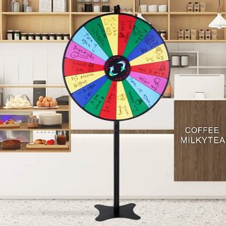 Rueda de Premios Giratoria de 36 pulgadas, Rueda Giratoria de 18 Ranuras, Rueda de Ruleta con un Borrado en Seco y 2 Marcadores, Juegos de Giro de Fortuna de Pie o de Mesa en Fiesta, Pub, Feria Co...