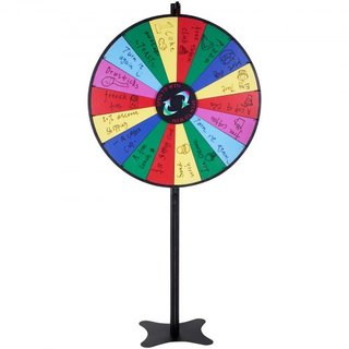 Rueda de Premios Giratoria de 36 pulgadas, Rueda Giratoria de 18 Ranuras, Rueda de Ruleta con un Borrado en Seco y 2 Marcadores, Juegos de Giro de Fortuna de Pie o de Mesa en Fiesta, Pub, Feria Co...