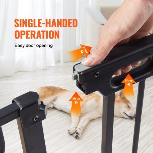 Puerta para Bebés, 74.9 cm-122.9 cm Extra Ancha, 76.2 cm de Alta, Puerta para Perros para Escaleras, Puertas y Casa, Puerta para Niños de Fácil Paso con Cierre Automático, Puerta de Seguridad para...