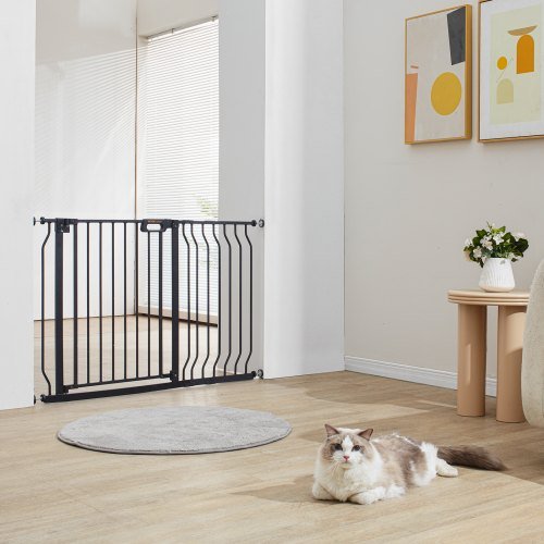 Puerta para Bebés, 74.9 cm-122.9 cm Extra Ancha, 76.2 cm de Alta, Puerta para Perros para Escaleras, Puertas y Casa, Puerta para Niños de Fácil Paso con Cierre Automático, Puerta de Seguridad para...