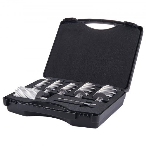 Juego de Cortadores Anulares, 6 piezas Brocas de Mag Drill con Mango Universal, 5.1 cm de Profundidad de Corte, Diámetro de Corte de 2.5 a 5.1 cm, Acero de Alta Velocidad M2AL, con 2 Pines Pilotos...