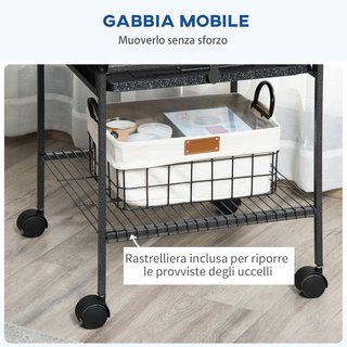Jaula para Periquitos con 2 Posaderos de Madera y Escalera en Arco, Jaula para Aves de Acero con Múltiples Entradas, 62.5X62.5X156 Cm, Gris