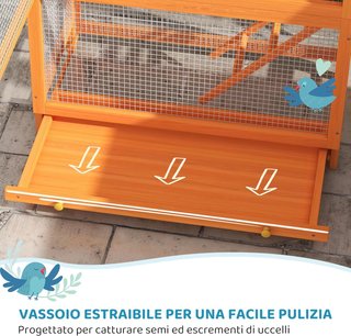 Aviario para Aves de 3 Puertas con Casa, Escalera y Bandeja Extraíble, Jaula para Aves de Madera de Abeto y Metal, 92X52X171 Cm, Naranja y Verde