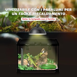 Terrario para Reptiles Elevado Con Cerradura Y Puerta de Alimentación, Terrario para Tortugas Y Serpientes de Vidrio Y Malla Metálica, 30X30X20 Cm, Negro