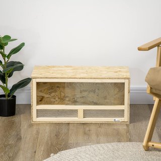 Terrario para Reptiles de Madera, Terrario con Puertas de Vidrio Deslizantes y Paneles de Malla, Terrario Multifuncional, 60X29.5X29.5 Cm, para Lagartos, Camaleones, Serpientes