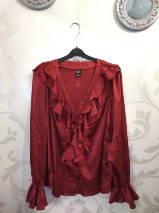 Blusa burdeos Shein volantes talla XXL