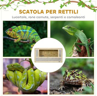 Terrario para Reptiles de Madera, Teca para Reptiles con Paneles de Malla y Puertas de Vidrio Deslizantes, Terrario Multiusos, para Camaleón, Lagartijas, Serpiente, 40X80X40 Cm