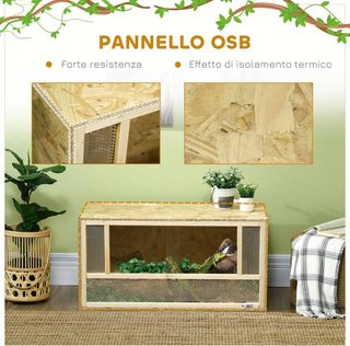 Terrario para Reptiles de Madera, Teca para Reptiles con Paneles de Malla y Puertas de Vidrio Deslizantes, Terrario Multiusos, para Camaleón, Lagartijas, Serpiente, 40X80X40 Cm