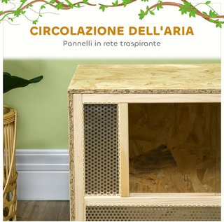 Terrario para Reptiles de Madera, Teca para Reptiles con Paneles de Malla y Puertas de Vidrio Deslizantes, Terrario Multiusos, para Camaleón, Lagartijas, Serpiente, 40X80X40 Cm