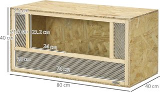 Terrario para Reptiles de Madera, Teca para Reptiles con Paneles de Malla y Puertas de Vidrio Deslizantes, Terrario Multiusos, para Camaleón, Lagartijas, Serpiente, 40X80X40 Cm
